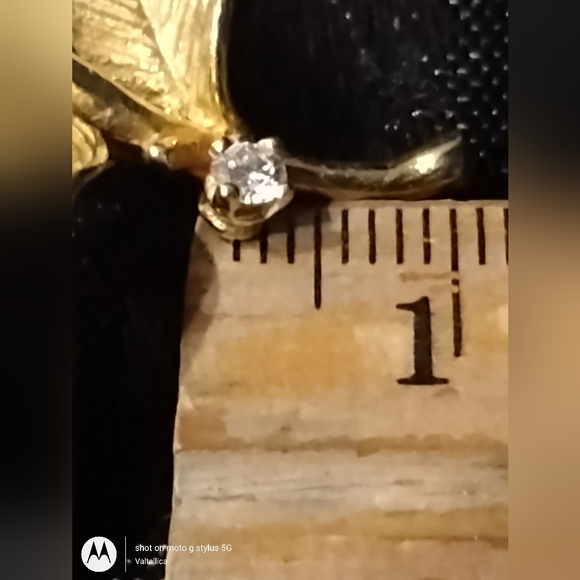 Large Solid 18K Gold Diamond Brooch Pin Signed VINTAGE - Picture 10 of 12